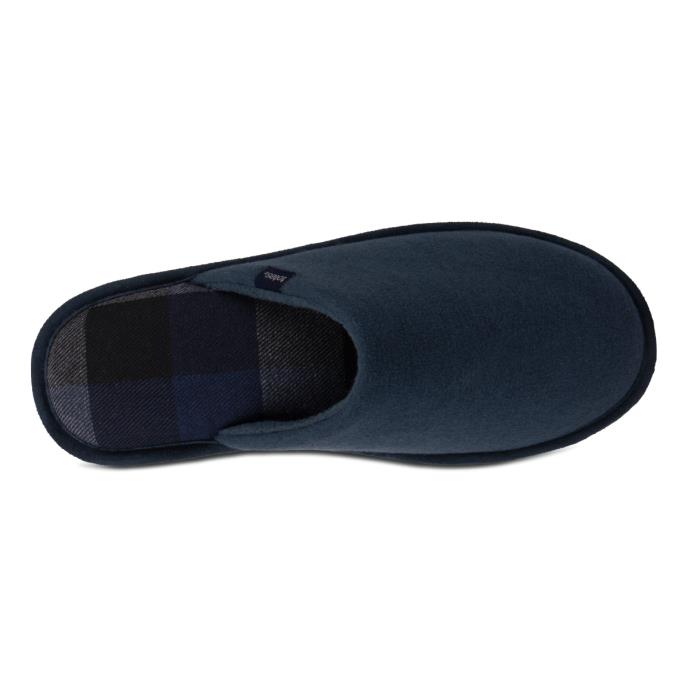 totes Mens Jersey Mule Slippers With Check Lining Navy Extra Image 5